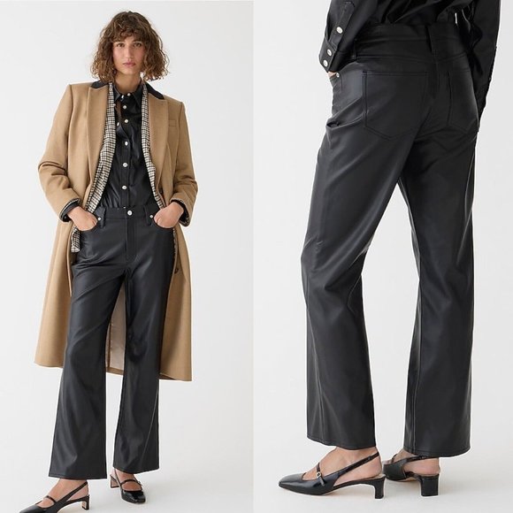 [J. Crew] Slim wide-leg pant in faux leather - Picture 1 of 5